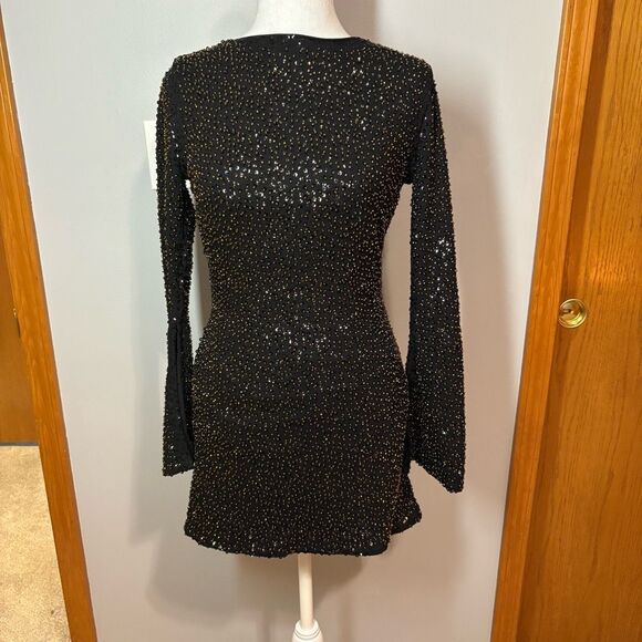 NBD Smythe Revolve sequin‎ glam holiday party mini dress black size xs - Picture 1 of 12
